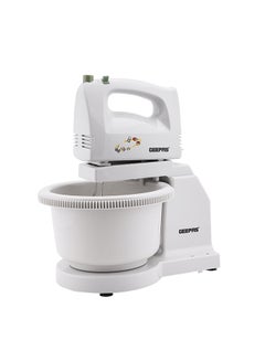 GEEPAS Hand Mixer with Stand & Bowl - 5 Speed Controls with Detachable Stainless-Steel 2 Beater & 2 Dough Hooks |Ideal for Whipping, Blending & Beating 200.0 W GHB2002N White  - Image 2