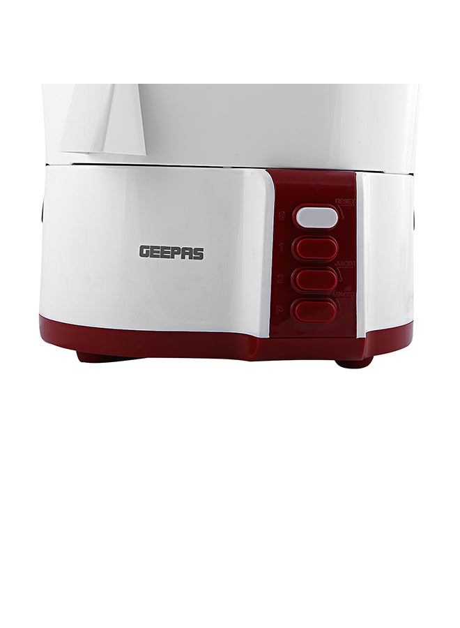 GEEPAS - 4-in-1 Food Processor, 2 Speed with Pulse Control, Powerful Motor, Safety Interlock, Circular Feed Tube, Stainless Steel Filter and Blade, Multipurpose, Stainless Steel Blades 600 W GSB9890 White - Image 1