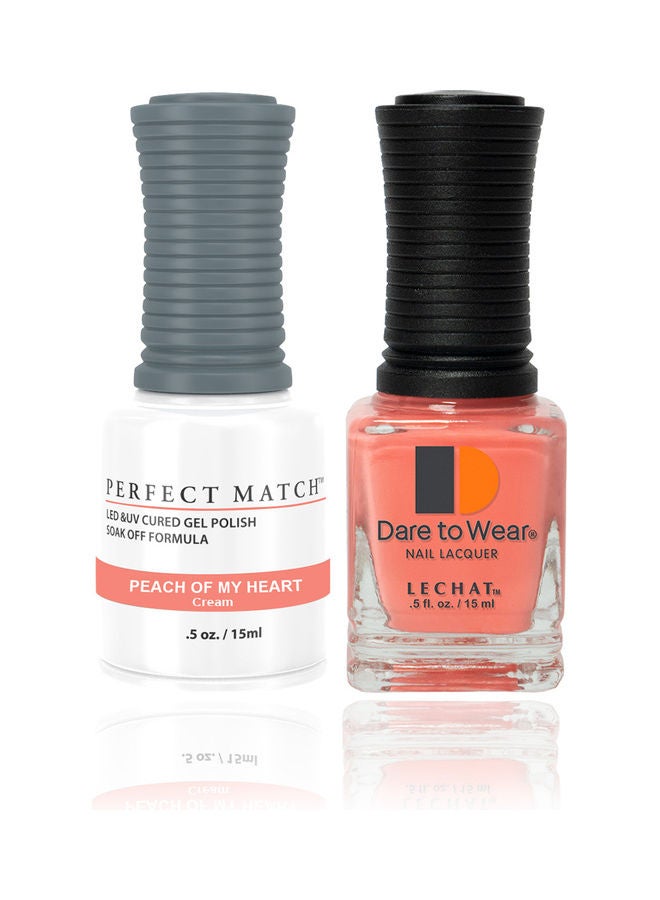 Lechat Perfect Match UV/LED Cured Gel Polish With Dare To Wear Nail Lacquer Peach Of My Heart - Image 1