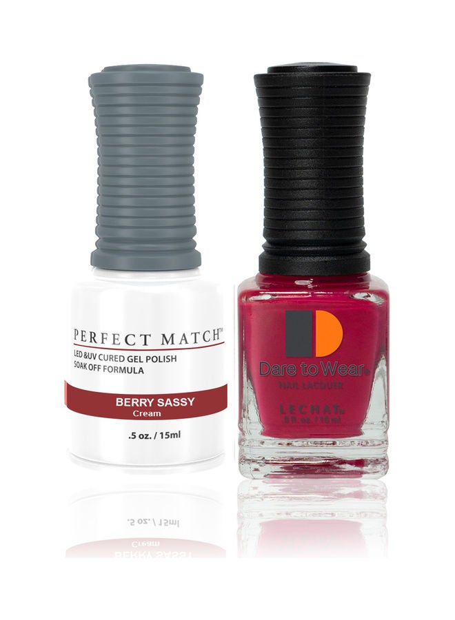Lechat Perfect Match UV/LED Cured Gel Polish With Dare To Wear Nail Lacquer Berry Sassy - Image 1