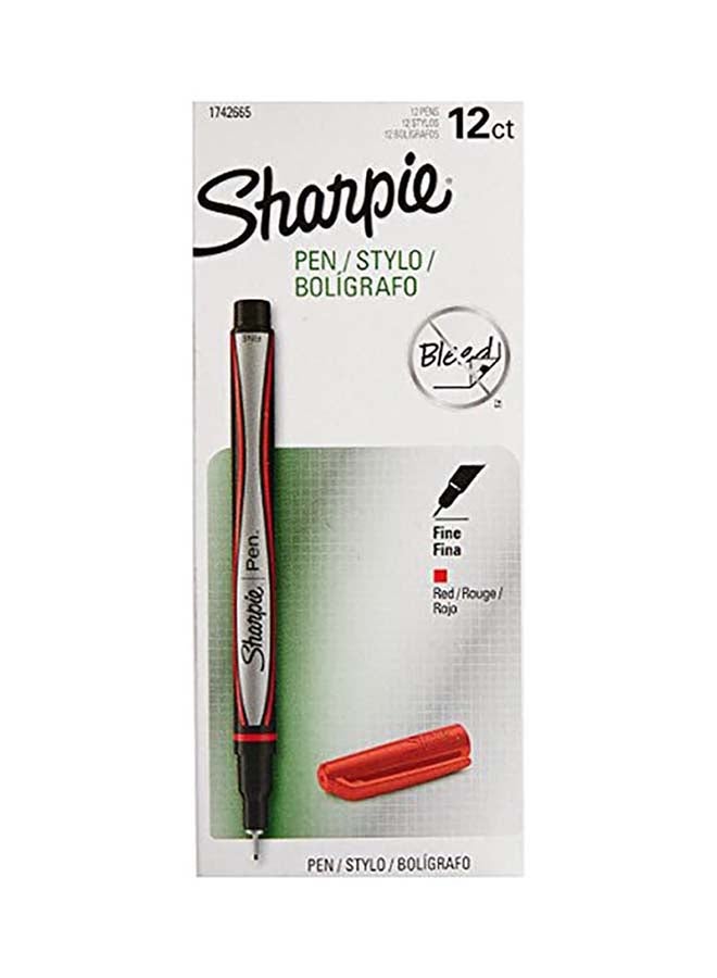 Sharpie 12-Piece Fine Tip Grip Pen Red - Image 1