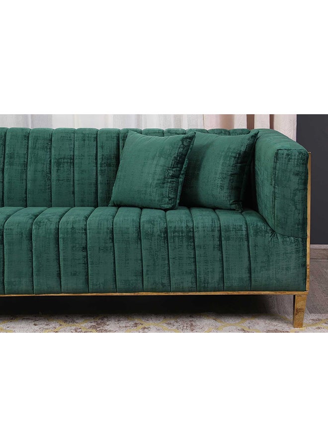 Pan Home - Sakhalin 3-Seater Sofa Green/Gold 217x74x87cm - Image 1
