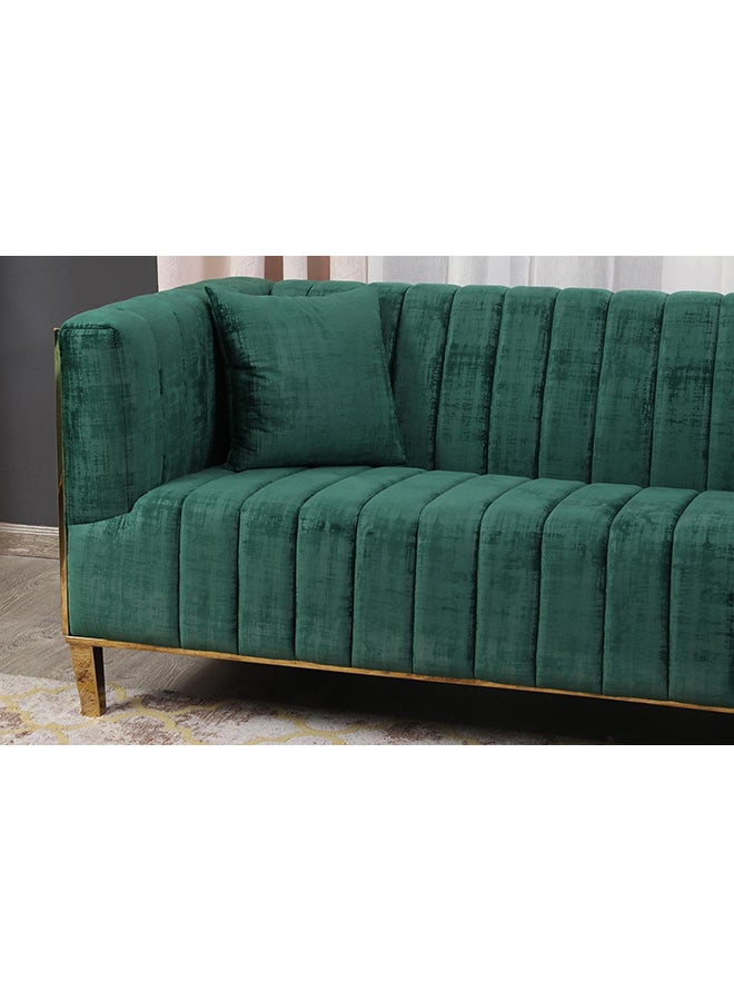 Pan Home - Sakhalin 3-Seater Sofa Green/Gold 217x74x87cm - Image 1