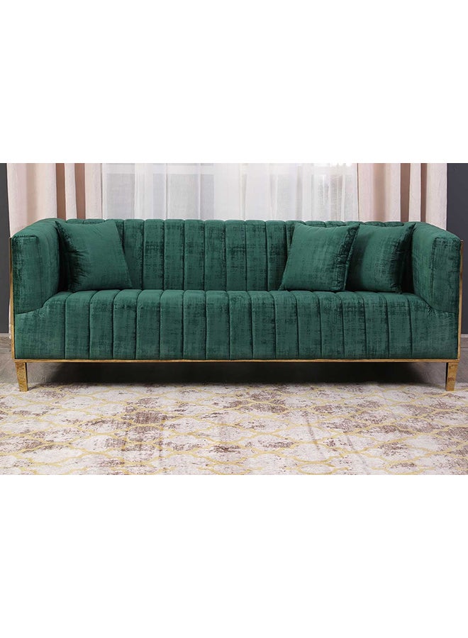 Pan Home - Sakhalin 3-Seater Sofa Green/Gold 217x74x87cm - Image 1