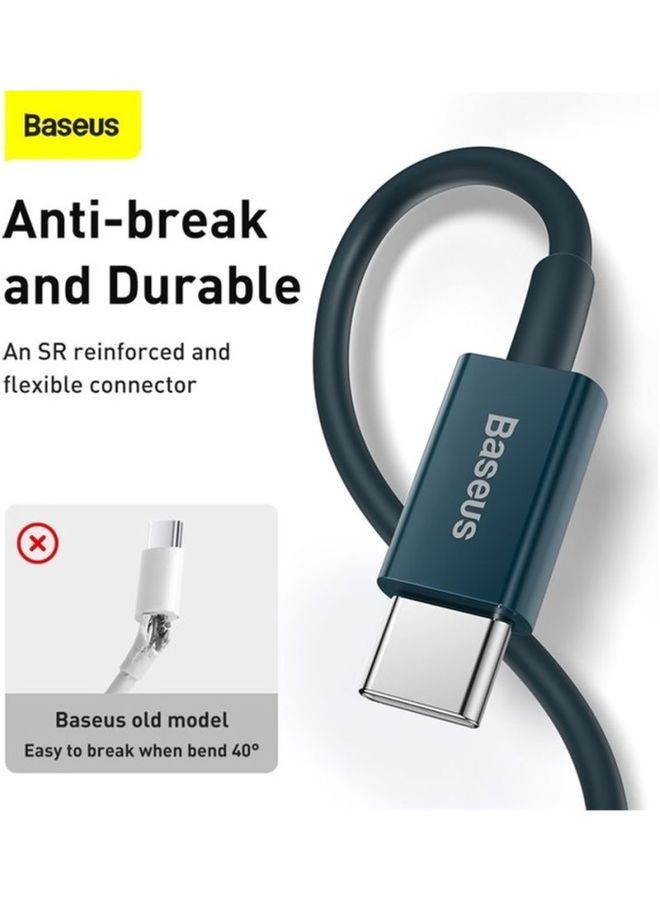 Baseus - USB C to Lightning-Fast Charging Data Cable PD 20W Superior Series Type-C for Apple iPhone 13 12 11 Pro Max Mini XS X 8 7 6 5 SE iPad and More (2M) Blue - Image 1