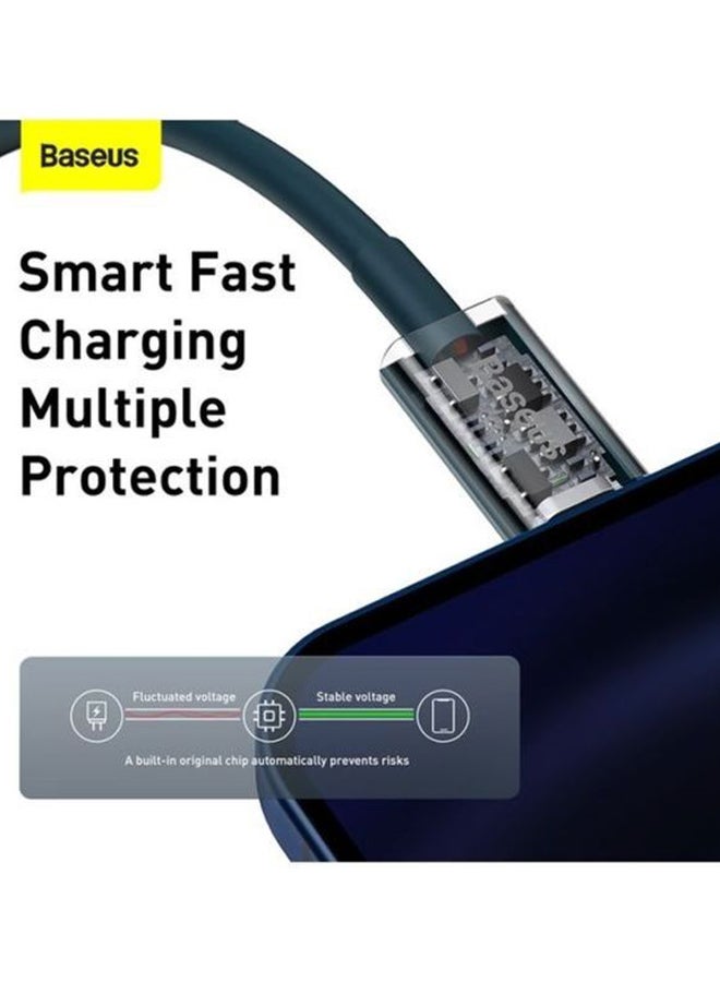 Baseus - USB C to Lightning-Fast Charging Data Cable PD 20W Superior Series Type-C for Apple iPhone 13 12 11 Pro Max Mini XS X 8 7 6 5 SE iPad and More (2M) Blue - Image 1