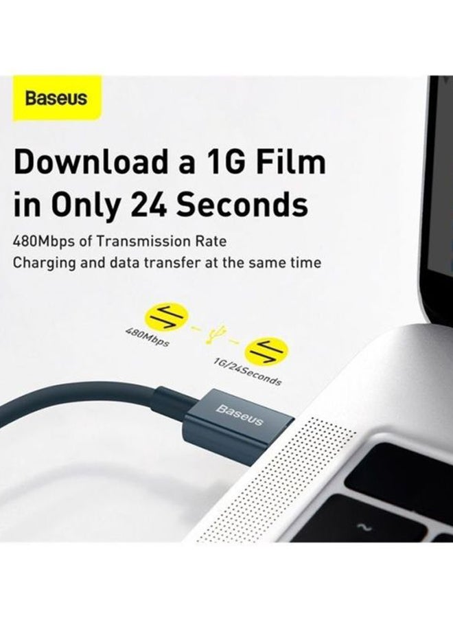 Baseus - USB C to Lightning-Fast Charging Data Cable PD 20W Superior Series Type-C for Apple iPhone 13 12 11 Pro Max Mini XS X 8 7 6 5 SE iPad and More (2M) Blue - Image 1