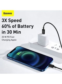 بيسوس كابل USB C إلى Lightning للشحن السريع ونقل البيانات مزود بتقنية PD وقدرة 20 وات ورأس Type- C من سلسلة سوبيريور للاستخدام مع هواتف أبل آيفون 13 و12 و11 برو ماكس وميني وXS وX و8 و7 و6 و5 وSE وأجهزة الآي باد والمزيد (بطول 1 متر) أسود  - Image 3
