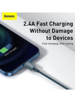 Baseus iPhone Cable, USB to Lightning-Fast Charging Cable iPhone Charger Cable 2.4A Lightning Cord Compatible for iPhone 14/14 Pro/14 Plus/14 Pro Max, iPhone 13 Pro 12 Pro Max 11 XS SE 7 Plus 6S iPad Pro 2M Blue  - Image 3