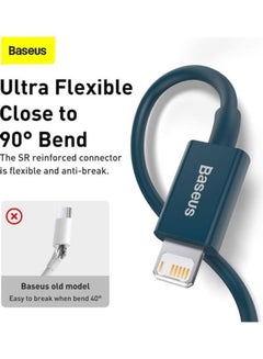 Baseus iPhone Cable, USB to Lightning-Fast Charging Cable iPhone Charger Cable 2.4A Lightning Cord Compatible for iPhone 14/14 Pro/14 Plus/14 Pro Max, iPhone 13 Pro 12 Pro Max 11 XS SE 7 Plus 6S iPad Pro 2M Blue  - Image 5