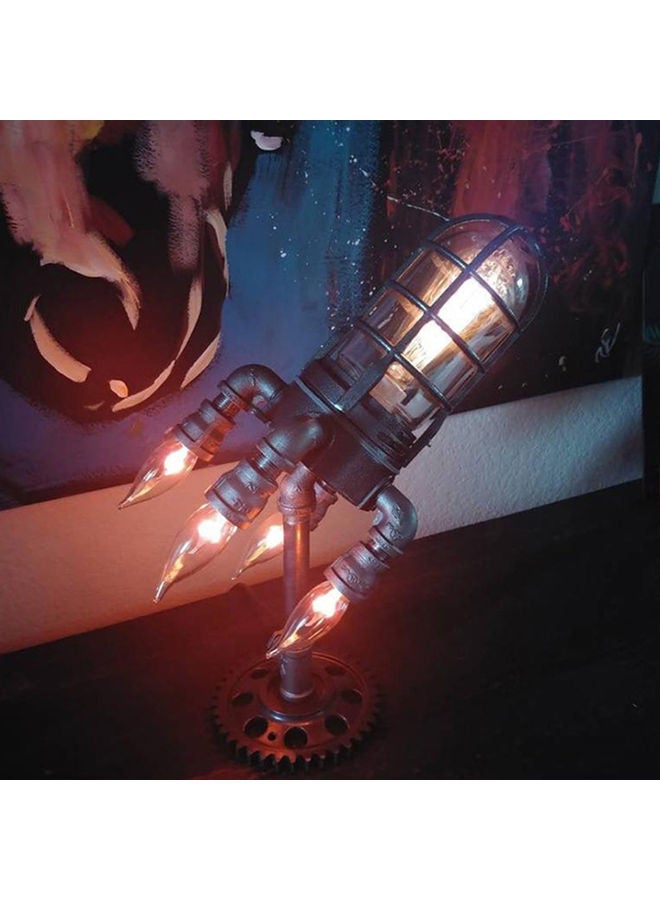 Steampunk Rocket Lamp Flame Night Brown  - Image 2
