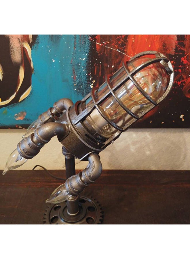 Steampunk Rocket Lamp Flame Night Brown  - Image 3