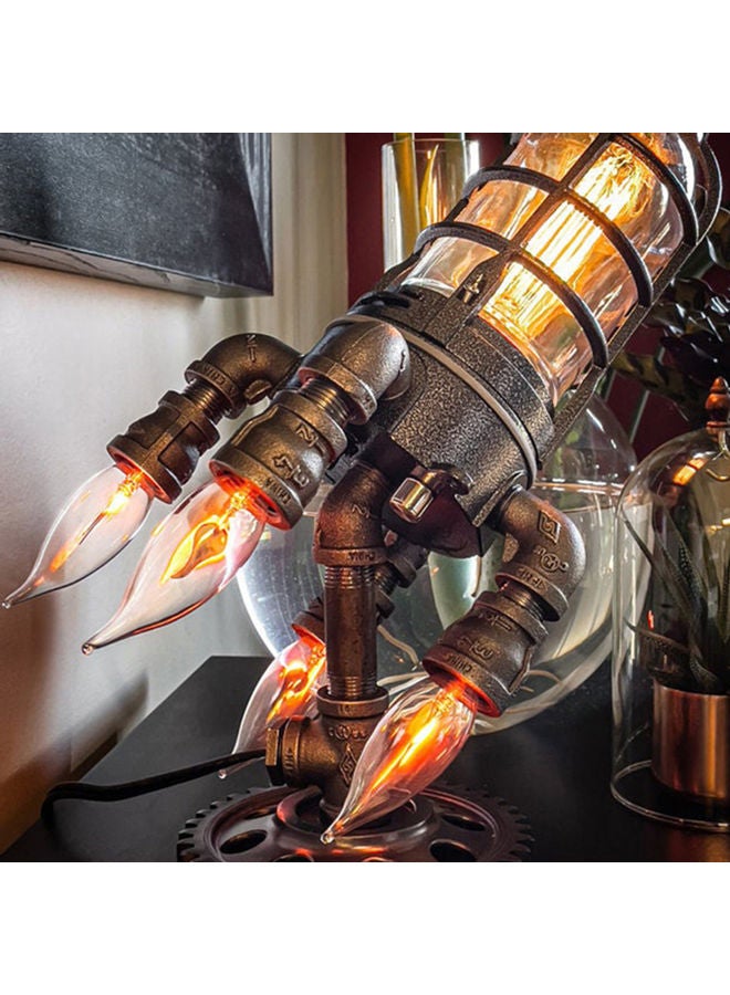 Steampunk Rocket Lamp Flame Night Brown  - Image 4