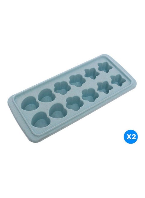Plastic Ice Tray Star And Heart Shape Set Of 2 Pieces Blue