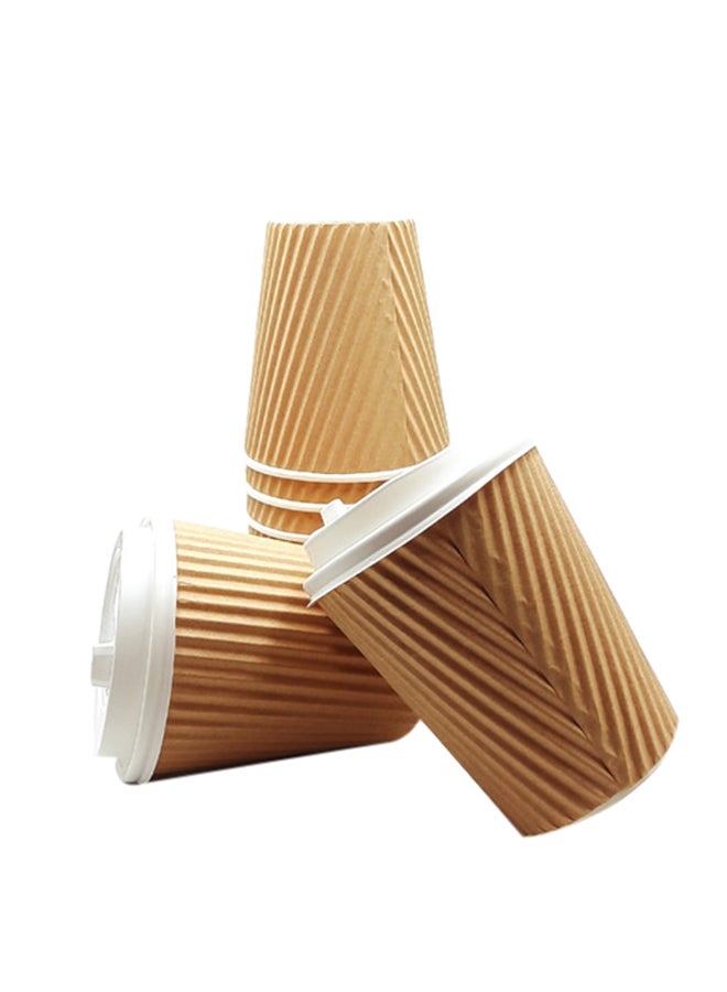 إس إن إتش باكينج طقم أكواب قهوة ورقية ساخنة مع غطاء مكون من 10 قطع البني/الأبيض - Image 1