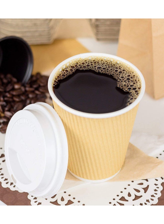 إس إن إتش باكينج طقم أكواب قهوة ورقية ساخنة مع غطاء مكون من 10 قطع البني/الأبيض - Image 3