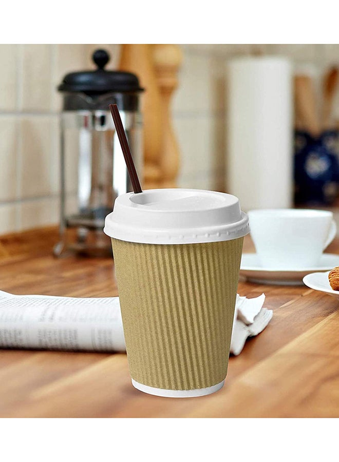 إس إن إتش باكينج طقم أكواب قهوة ورقية ساخنة مع غطاء مكون من 10 قطع البني/الأبيض - Image 4