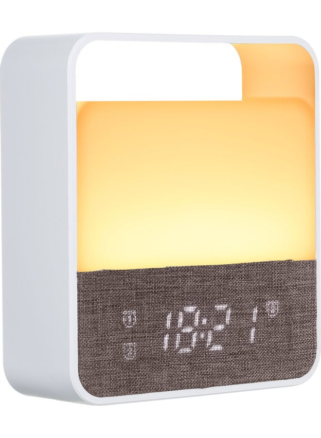 مصباح ليليّ قابل للشحن بمنفذ USB مع ساعة منبّه أبيض - Image 3
