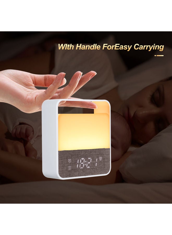 مصباح ليليّ قابل للشحن بمنفذ USB مع ساعة منبّه أبيض - Image 4