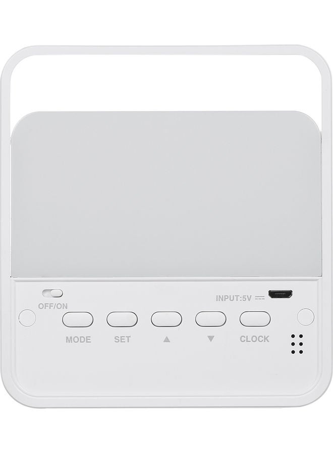 مصباح ليليّ قابل للشحن بمنفذ USB مع ساعة منبّه أبيض - Image 1