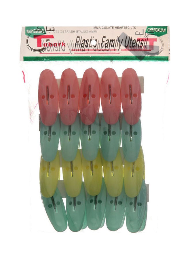 Agfa Plastic Clothing Tweezers Set, 20 Pieces Multicolour  - Image 1