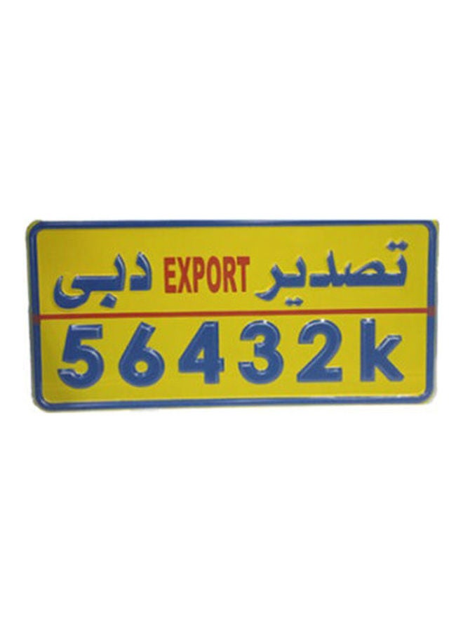 Generic Square Number Plate, Exported From Dubai 