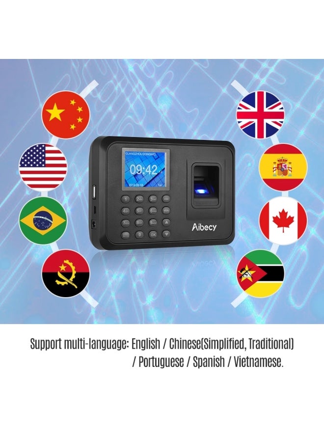 Aibecy - Biometric Fingerprint Password Attendance Machine Black - Image 1