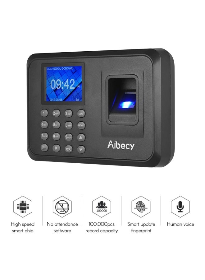 Aibecy Biometric Fingerprint Password Attendance Machine Black  - Image 3