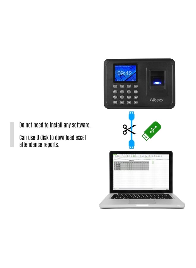 Aibecy Biometric Fingerprint Password Attendance Machine Black  - Image 4