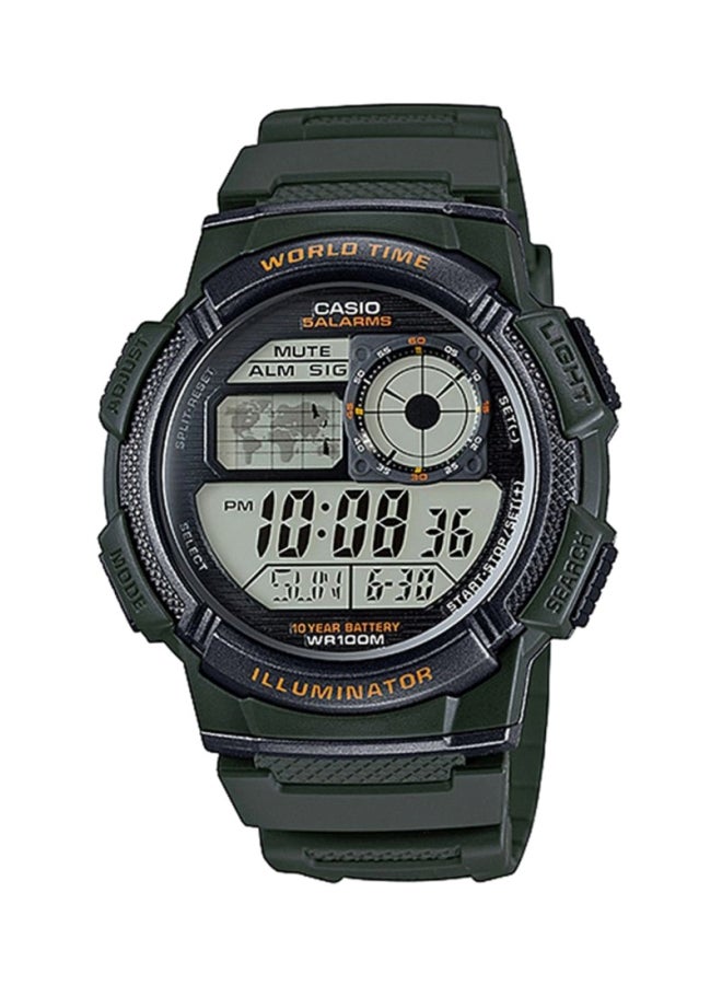 كاسيو ساعة يد رقمية بسوار من السيليكون طراز AE-1000W-3AV - قياس 40 مم - لون أخضر للرجال  - Image 1