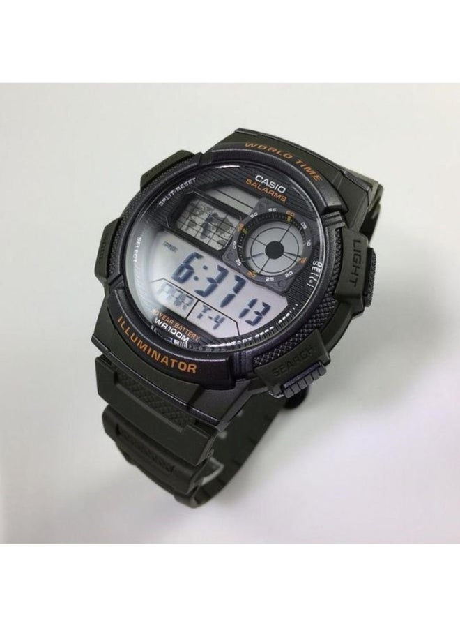كاسيو ساعة يد رقمية بسوار من السيليكون طراز AE-1000W-3AV - قياس 40 مم - لون أخضر للرجال  - Image 5