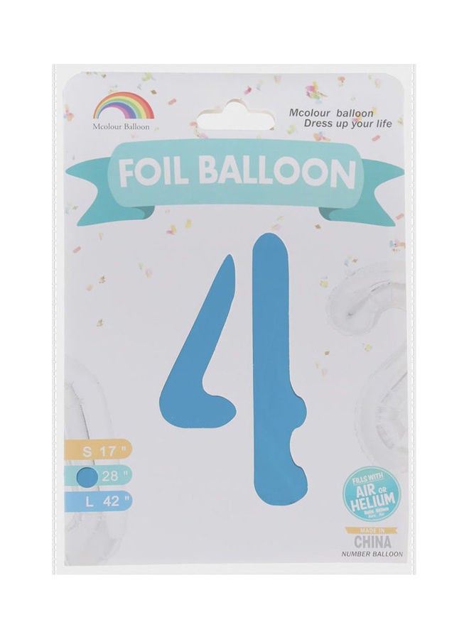 أم كولور بالون بالون مصنوع من ورق القصدير بتصميم على شكل رقم 4 Meduimسم - Image 1