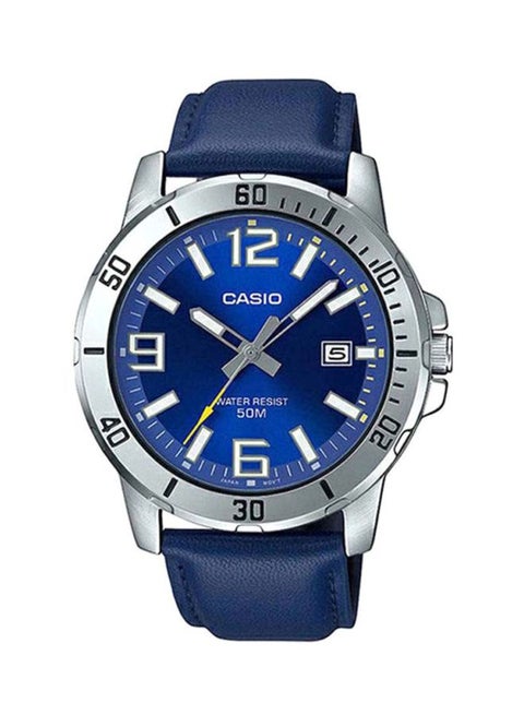 Men's Leather Analog Wrist Watch For Men MTP-VD01L-2B