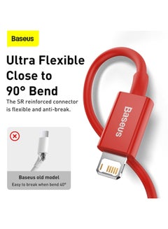 Baseus iPhone Cable, USB to Lightning-Fast Charging Cable iPhone Charger Cable 2.4A Lightning Cord Compatible for iPhone 14/14 Pro/14 Plus/14 Pro Max, iPhone 13 Pro 12 Pro Max 11 XS SE 7 Plus 6S iPad Pro 1M Red  - Image 5