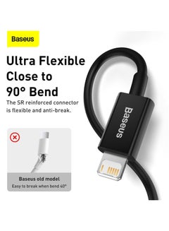Baseus iPhone Cable, USB to Lightning-Fast Charging Cable iPhone Charger Cable 2.4A Lightning Cord Compatible for iPhone 14/14 Pro/14 Plus/14 Pro Max, iPhone 13 Pro 12 Pro Max 11 XS SE 7 Plus 6S iPad Pro 2M Black  - Image 5