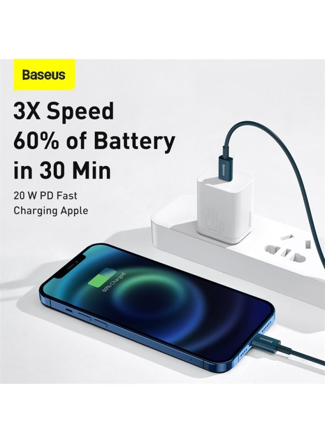 Baseus - USB C to Lightning Fast Charging Data Cable PD 20W Superior Series Type C for Apple iPhone 14 Pro Max /Plus/13/12/11 Pro Max Mini XS X 8 7 6 5 SE iPad and More 1M Blue - Image 1