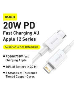 Baseus USB-C to Lightning Fast Charging Data Cable for Apple Device White  - Image 2