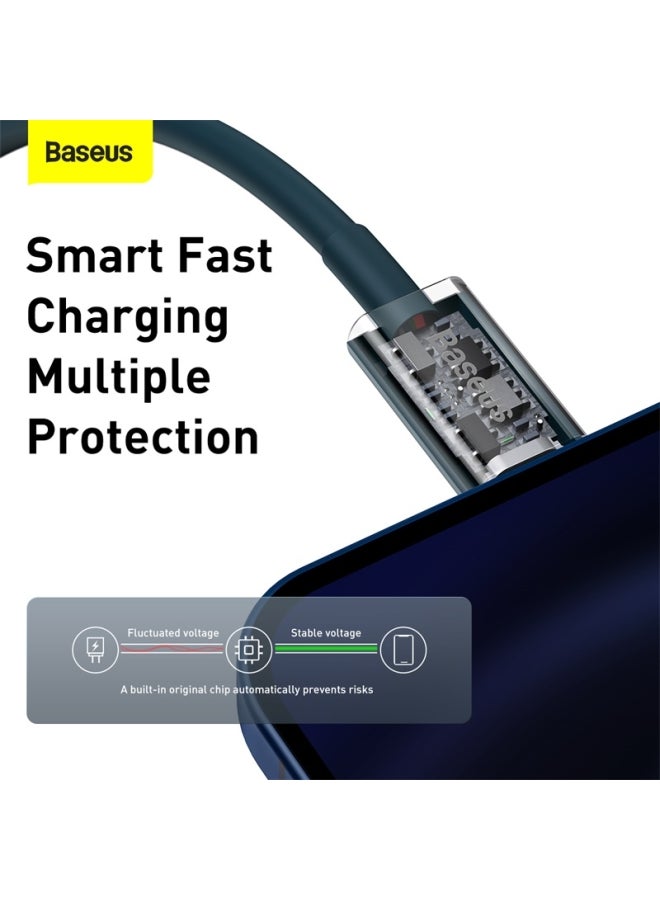 Baseus - USB C to Lightning Fast Charging Data Cable PD 20W Superior Series Type C for Apple iPhone 14 Pro Max /Plus/13/12/11 Pro Max Mini XS X 8 7 6 5 SE iPad and More 1M Blue - Image 1