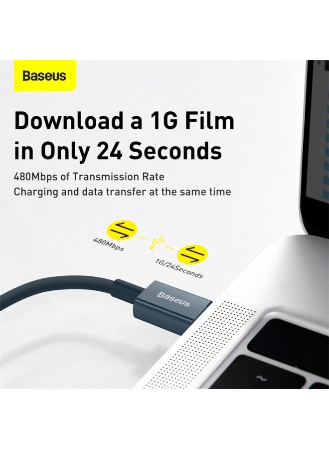 Baseus - USB C to Lightning Fast Charging Data Cable PD 20W Superior Series Type C for Apple iPhone 14 Pro Max /Plus/13/12/11 Pro Max Mini XS X 8 7 6 5 SE iPad and More 1M Blue - Image 1