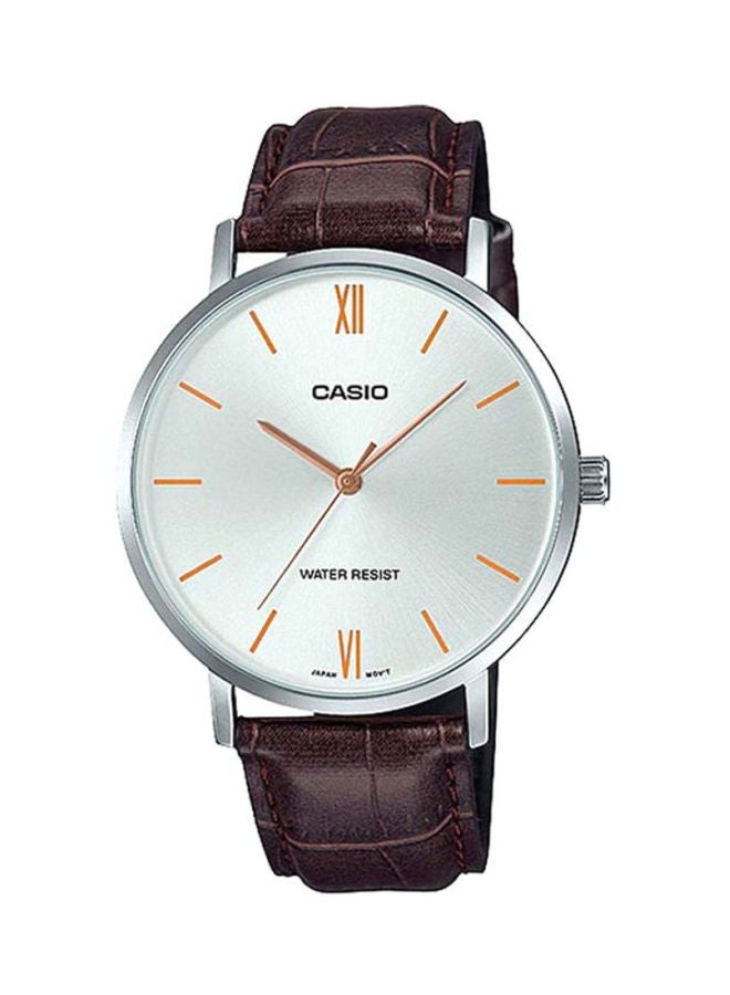 CASIO Men's Leather Strap Analog Wrist Watch  MTP-VT01L-7B2 - 40 mm - Brown - Image 1