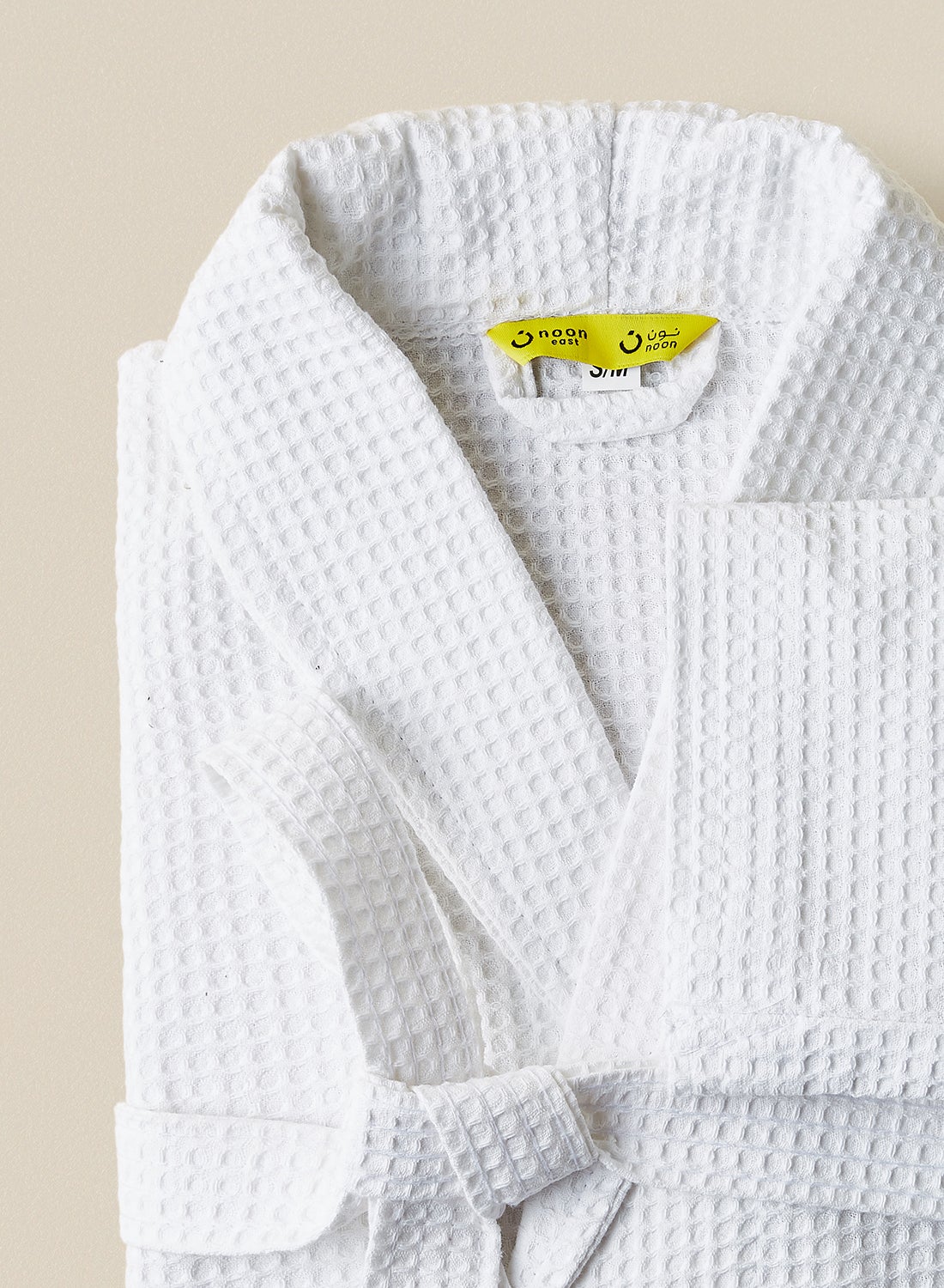 Bathrobe - 280 GSM 100% Cotton Waffle Quick Dry And Lightweight - Shawl Collar & Pocket - White Color - 1 Piece 