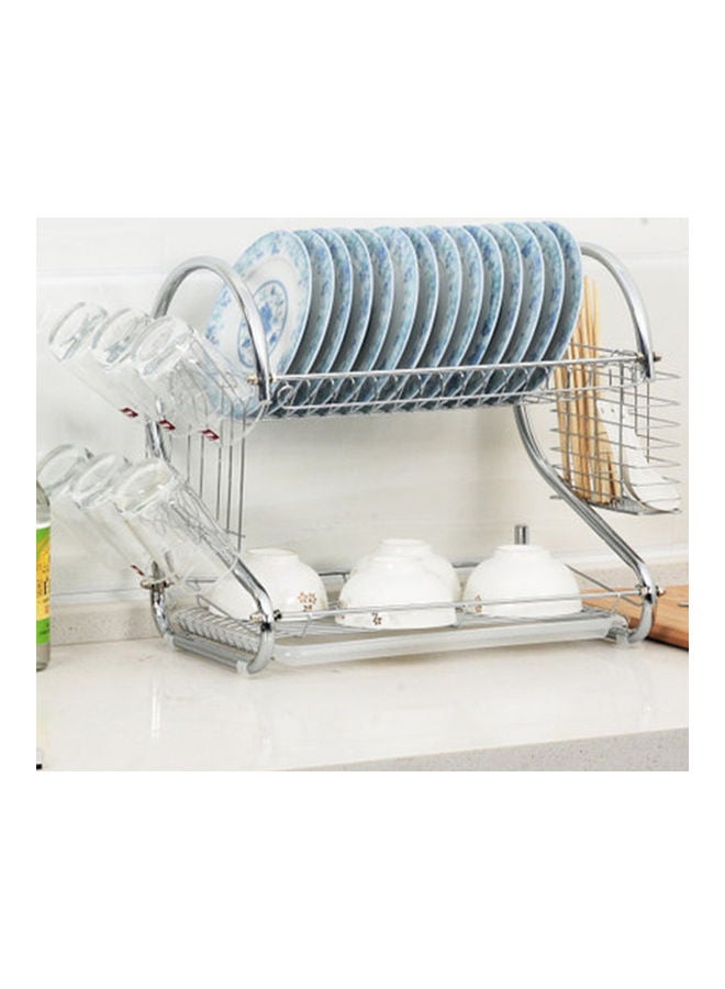 2-Tier Stainless Steel Dish Drying Stand Silver 41cm - Image 3