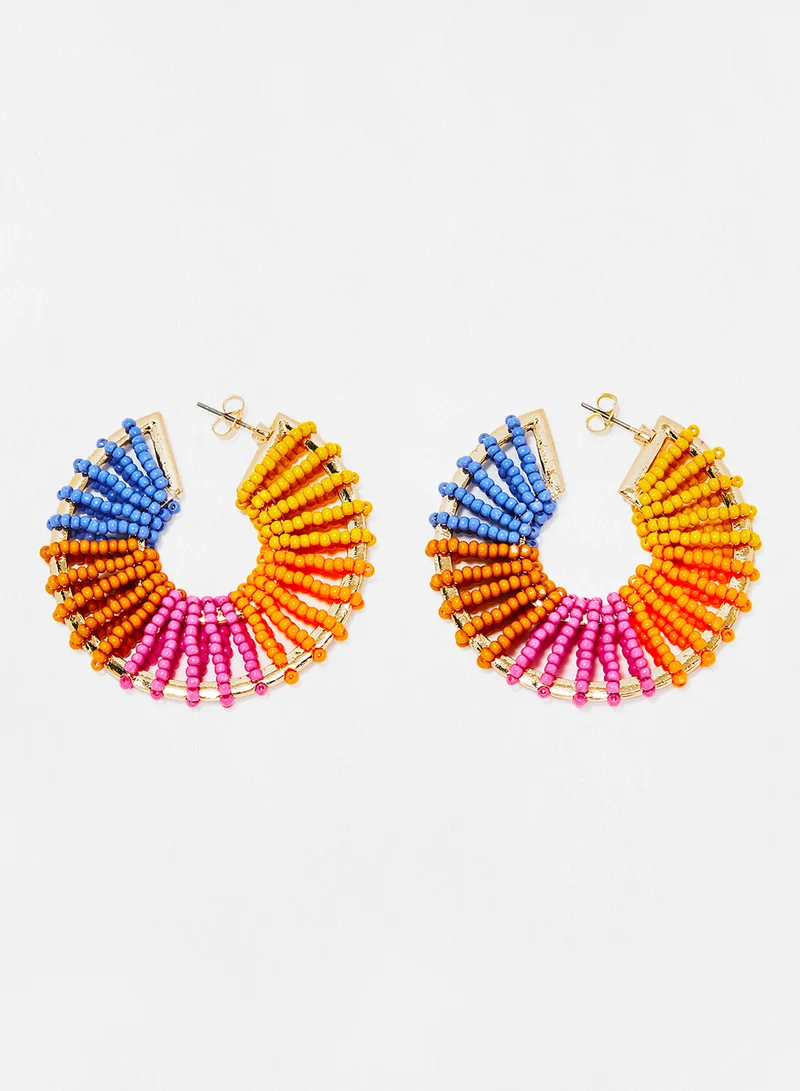 PIECES Beads Hoop Earrings