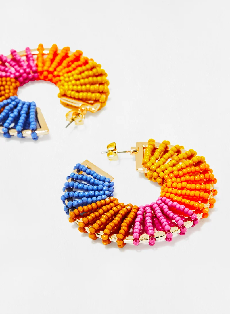 PIECES Beads Hoop Earrings