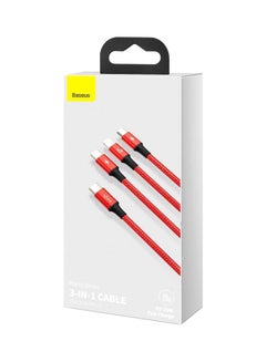 Baseus 3-in-1 Rapid Series Type-C 20W PD Nylon Braided Fast Charging Data Cable with Micro, Type-C, Lightning for Phone 13/12/11 Pro/XR/Max/Samsung S10 S9 /Note 9/ Moto G7/LG and More Red  - Image 2