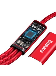 Baseus 3-in-1 Rapid Series Type-C 20W PD Nylon Braided Fast Charging Data Cable with Micro, Type-C, Lightning for Phone 13/12/11 Pro/XR/Max/Samsung S10 S9 /Note 9/ Moto G7/LG and More Red  - Image 4
