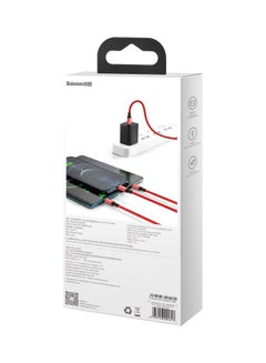Baseus 3-in-1 Rapid Series Type-C 20W PD Nylon Braided Fast Charging Data Cable with Micro, Type-C, Lightning for Phone 13/12/11 Pro/XR/Max/Samsung S10 S9 /Note 9/ Moto G7/LG and More Red  - Image 3
