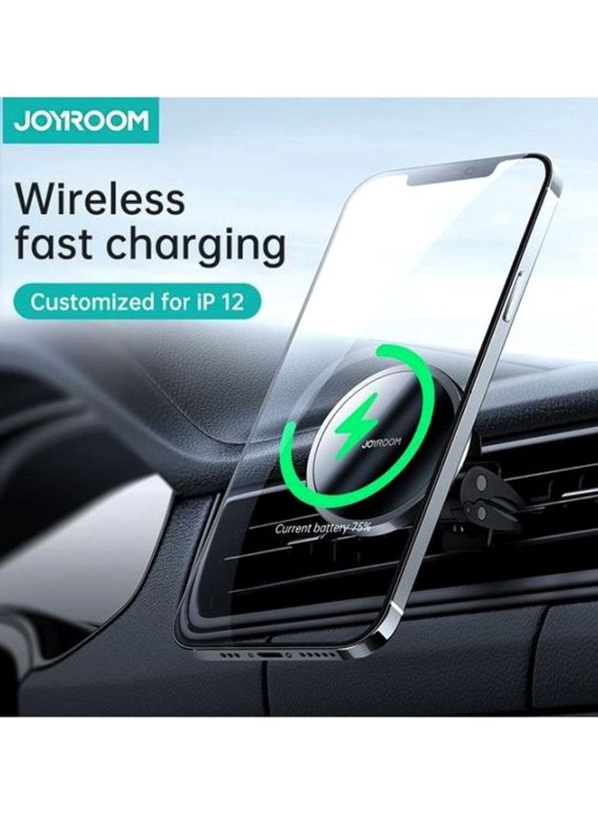 JOYROOM 15W Magnetic Wireless Charger with Holder for Apple iPhone 12 Black/Silver - Image 5