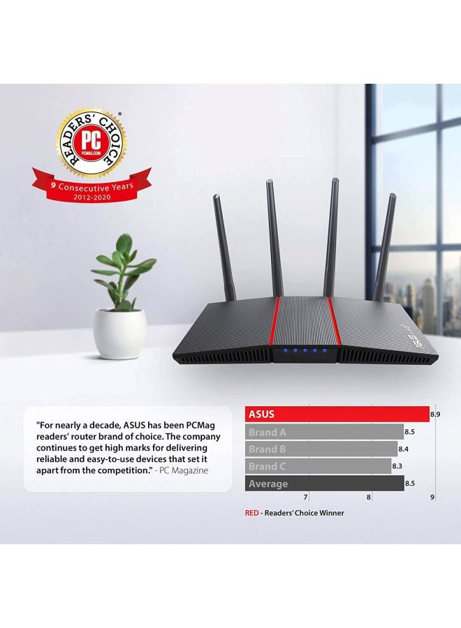 ASUS - AX1800 Dual Band WiFi 6 (802.11ax) Router Supporting MU-MIMO and OFDMA Technology black - Image 1
