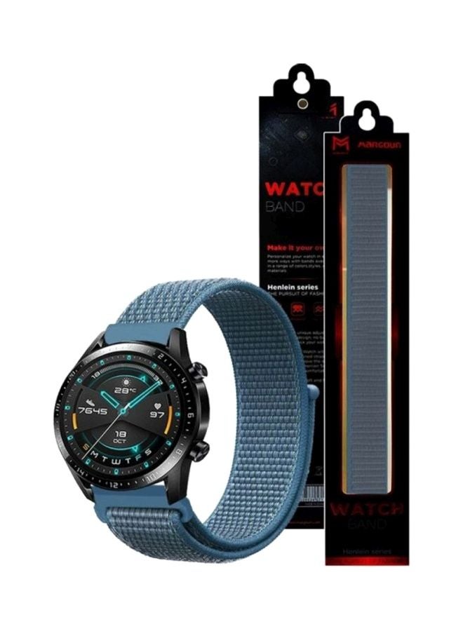 MARGOUN Nylon Sport Loop Band for Huawei GT2 Watch Capecod Blue - Image 3